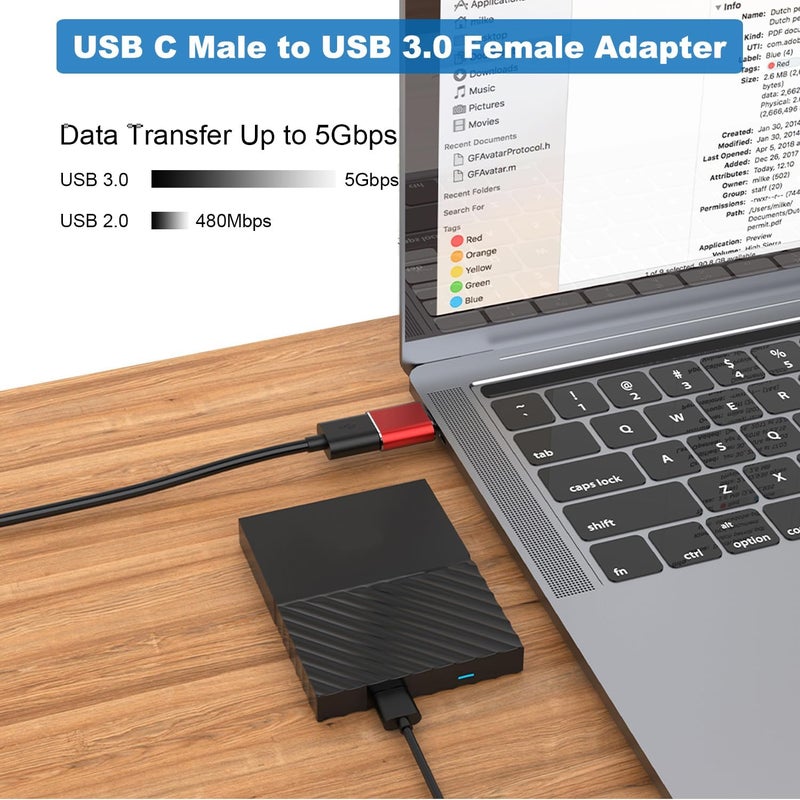 AreMe USB C Adapter (6 Pack), USB A Male to USB C Male Adapter, USB 3.0 to Type-C Converter Connector (Red) - Image 3